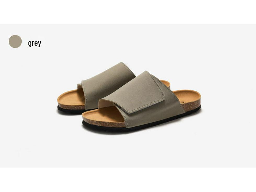 Ruizu Herren-Kork-Hausschuhe: Trendige Strand-Flip-Flops aus mattiertem Leder für Studenten