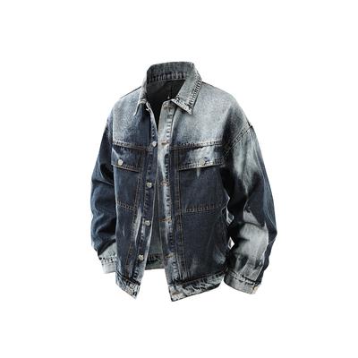 Μπουφάν Τζιν Κοντό με Παλιό Πέτο Tie-dye Ανδρικό Φθινοπωρινό και Χειμερινό Μπουφάν Κουμπωτό Καρντιγκάν Τοπ