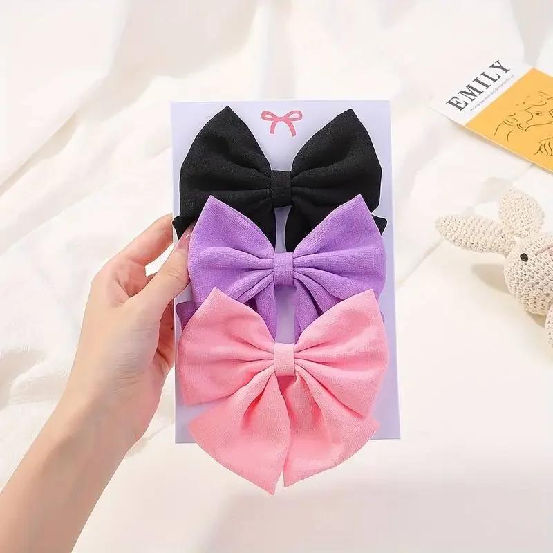 3pcs 4.13'' Grosgrain Ribbon Hair Bows Clips Sweet Bowknot Hairpins Barrettes Headwear Women Girls  Hair Accessories