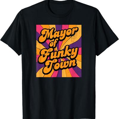 Mayor of Funky Town 70s Disco 1970s Wireless Retro Vintage T-Shirt