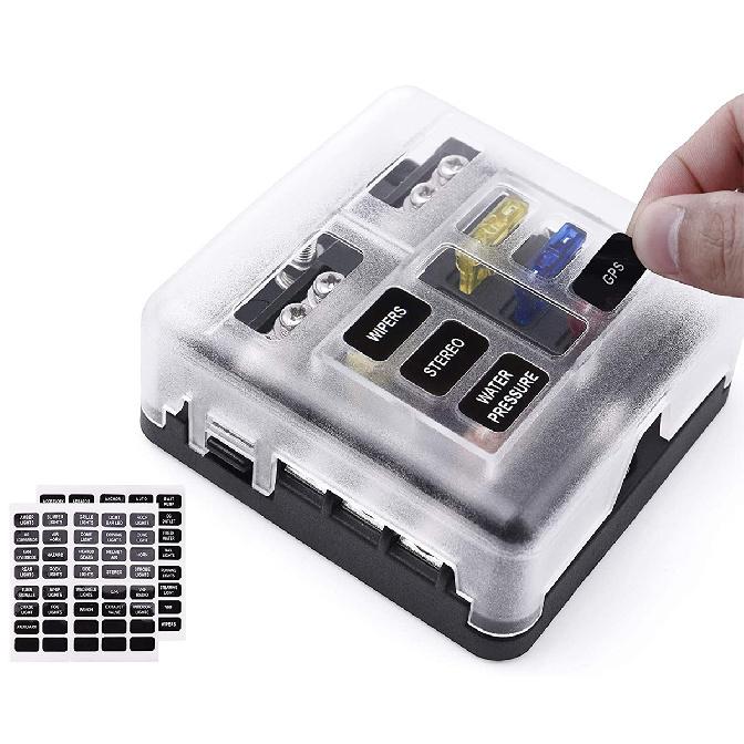 Car Boat Fuse Box Holder With 6 Ways Blade Fuse Holder Block Warning Indicator 12V 36V Power Distribution Panel Board Fuse Holders1