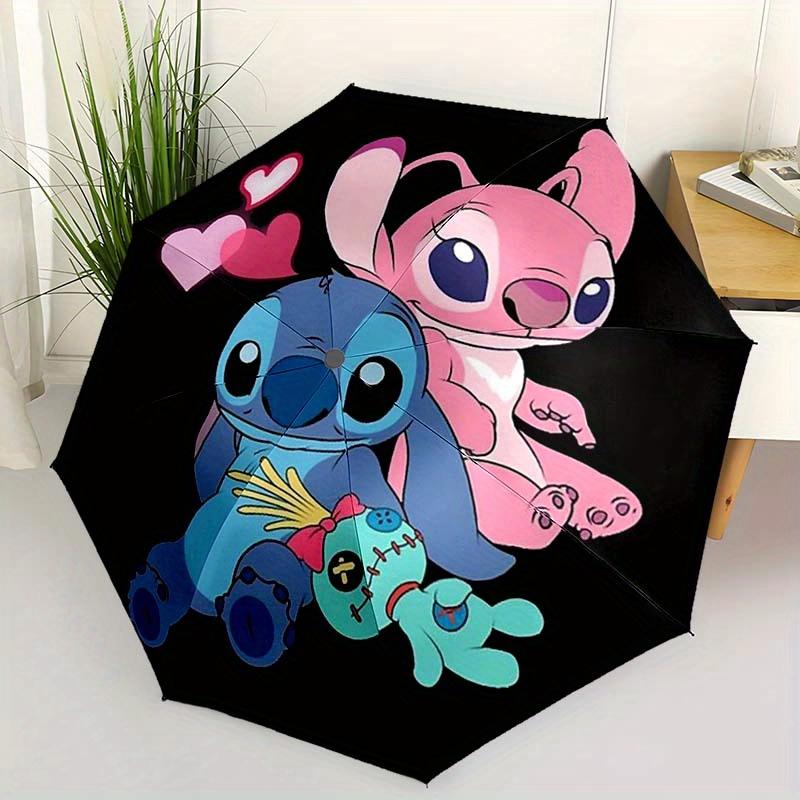 

Disney Stitch Automatic Open/Close Umbrella - UV Protection Cute Umbrella with Cute Stitch Design, Portable 3-Fold Compact Umbrella