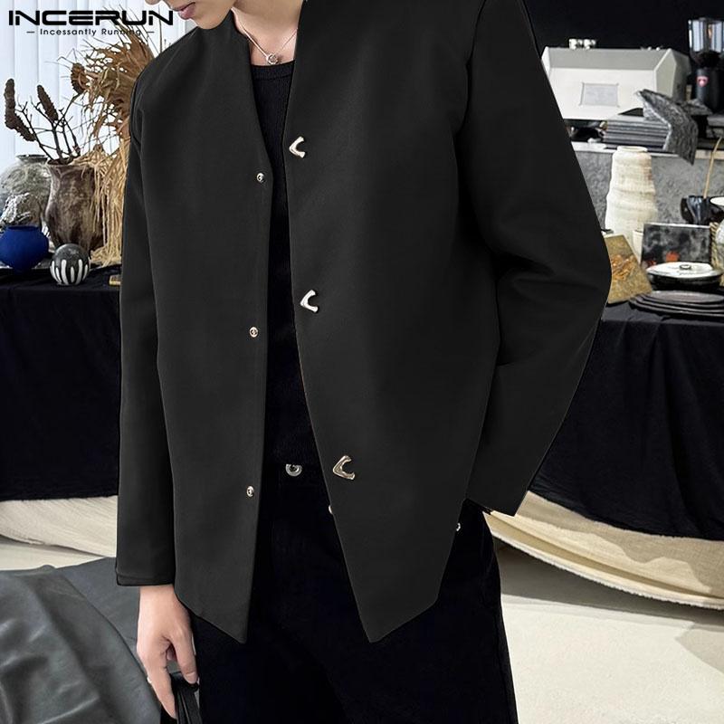 INCERUN Plus Size Men Collarless Long Sleeve Buttons Down Casual Loose Oversized Shirts