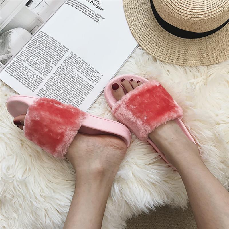 Luxurious Fluffy Fur Slip On Sandals For Women Perfect Summer Mules Shoes