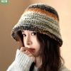 Colourful Knitted Bucket Hat Women Korea Autumn Winter Warm Dopamine Warm Fisherman's Hat Star Model Thickened