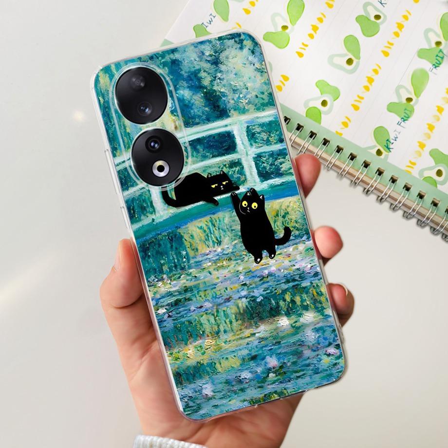 Para Honor 90 / Honor 90 Lite 90 Pro 90 Smart Case Funda de Silicona Suave Elegante de Lujo Hermosa Flor de Cerezo Fundas Tapa Transparente