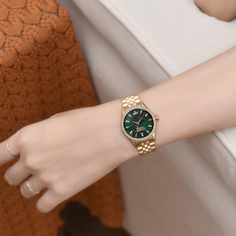 VIVIENNE WESTWOOD Quartz Watch 32Mm Green Dial Luxury Diamond Bezel Women Watches DWVV327GRGD