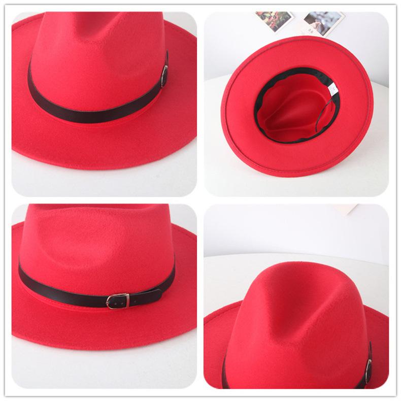Chapeau de jazz populaire pour hommes, chapeau de cowboy occidental polyvalent pour voyage, chapeau haut de forme en laine pour femmes, chapeau britannique à large bord