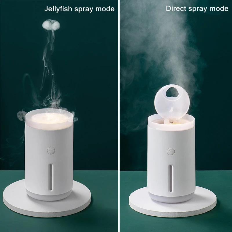 Meduzalar tutun halqalari Ultratovushli havo namlagichi USB Portativ Aromaterapiya Efir moyi Diffuzori Iliq chiroq bilan Diffuzor Hidi