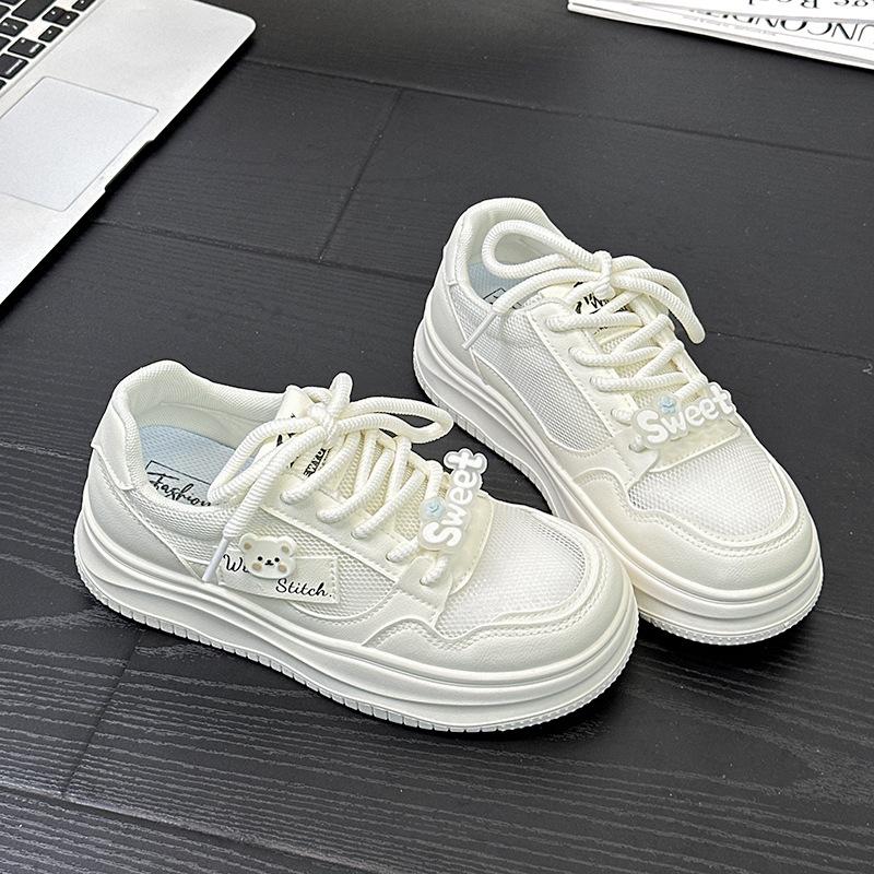 9 Spring little white shoes new mesh female students thick-soled heightening sports board shoes casual