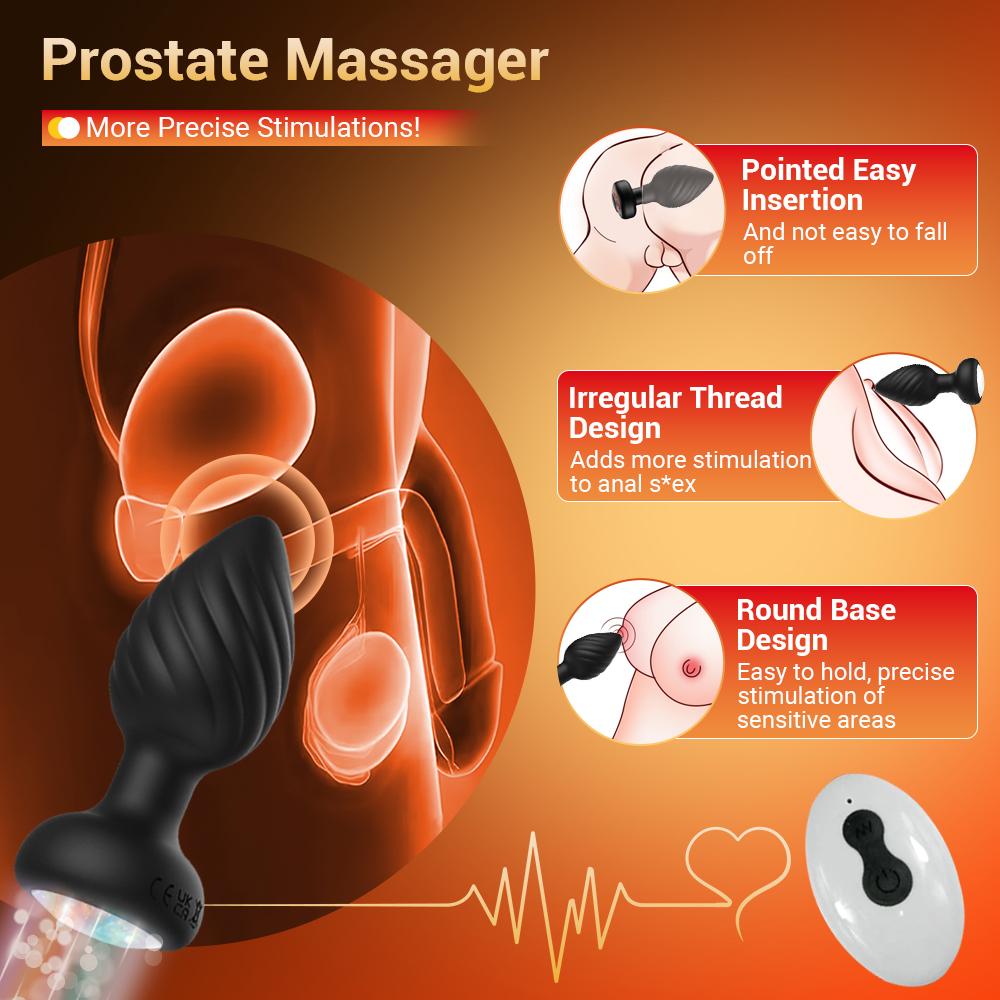 Remote Control&Fingerprint Control Color Light Anal Vibrator Butt Plug Men Prostate Massager Stimulator Adult Sex Toys for Women