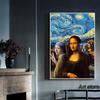Nordic Funny Mona Lisa with Cat Bubble Poster Prints Canvas Paintings Bar Hotel Decorative Painting Mural Living Room Decor