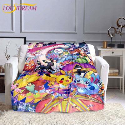 Pokemon Fashion Blanket Pikachu Flannel Bed Throw Blanket Soft 3D Printed Cartoon Coverlet Sofa Travel Camping Children Blanket