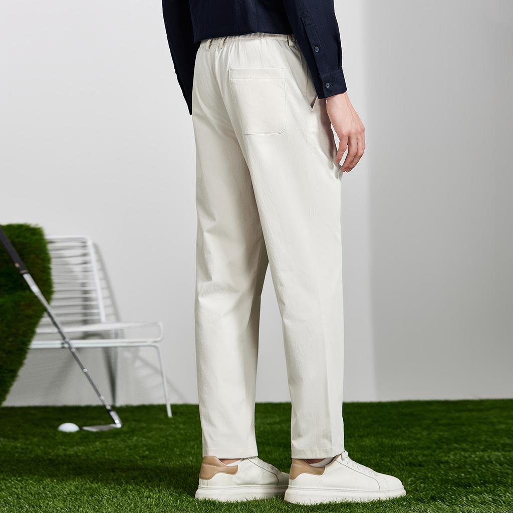 Jacquard Texture: Summer Lightweight Breathable Casual Pants for Men and Youth, Solid Color Commuting Versatile Straight Leg Men's Pants