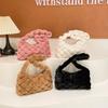 Winter Persality Plaid Soft Plush Shoulder Bags for Women Large Capacity Ladies Underarm Bag Solid Color Simple Female Handbag