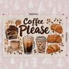 4pcs Coffee-Themed Placemat Set | Adorned with Coffee and Cappuccino Designs, Featuring "Coffee Please" Message, 12x18 Inches