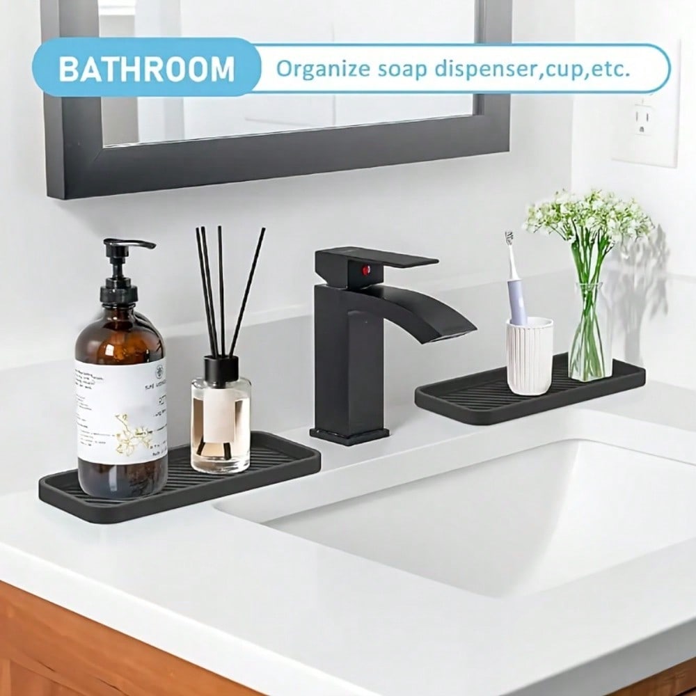 1pc Silicone Sink Splash Guard & Soap Holder - Multi-Functional Kitchen and Bathroom Accessory, Durable Plastic, Non-Toxic, Water-Resistant