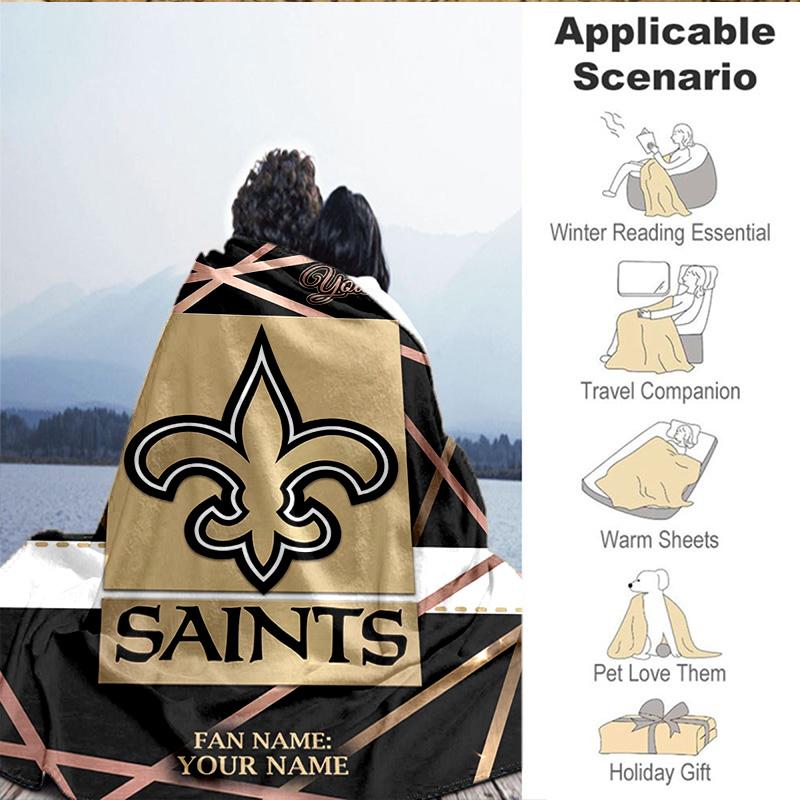 Custom Name Blanket Orleans Saints Logo Blanket Bedding Blanket for Travel, Camping, Living Rooms, Offices, Sofas, Fan Christmas gift