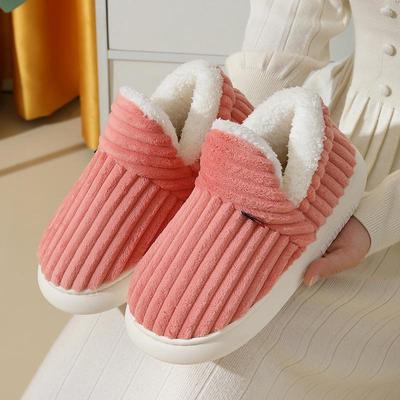 Women's & Men's Thick-Soled Cotton Winter Slippers for Indoor Use