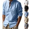 2026 Spring and Autumn Linen Shirt, Long Sleeve, Stand Collar, Breathable, Casual, Versatile Men's Shirt