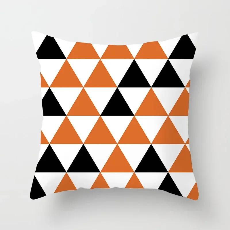 Nordic Orange Pattern Sofa and Bedside Pillow Cover Modern Simple Casual Waist Head Pillow Cushion Cover Pillows Decor Home 45cm