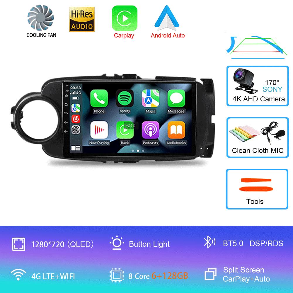 9inch Android 14 Car RadioFor Toyota Yaris 2012 - 2017 Multimedia Player Android Auto Wireless Carplay GPS 2Din DVD