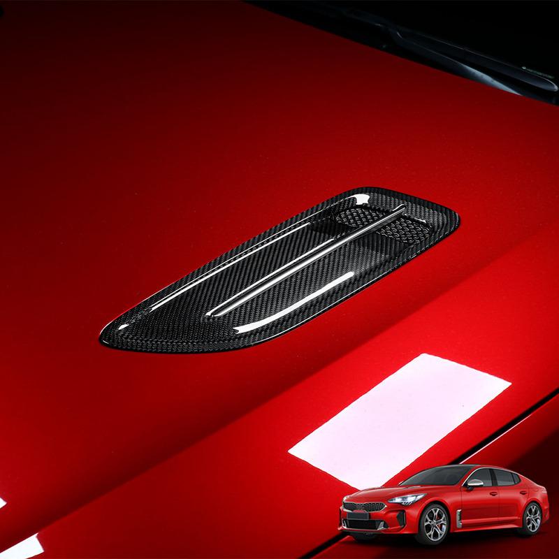 For Kia Stinger 2018- LHD/RHD Carbon Fiber Style Front Hood Air Vent Outlet Cover Trim Exterior Car Styling Accessories