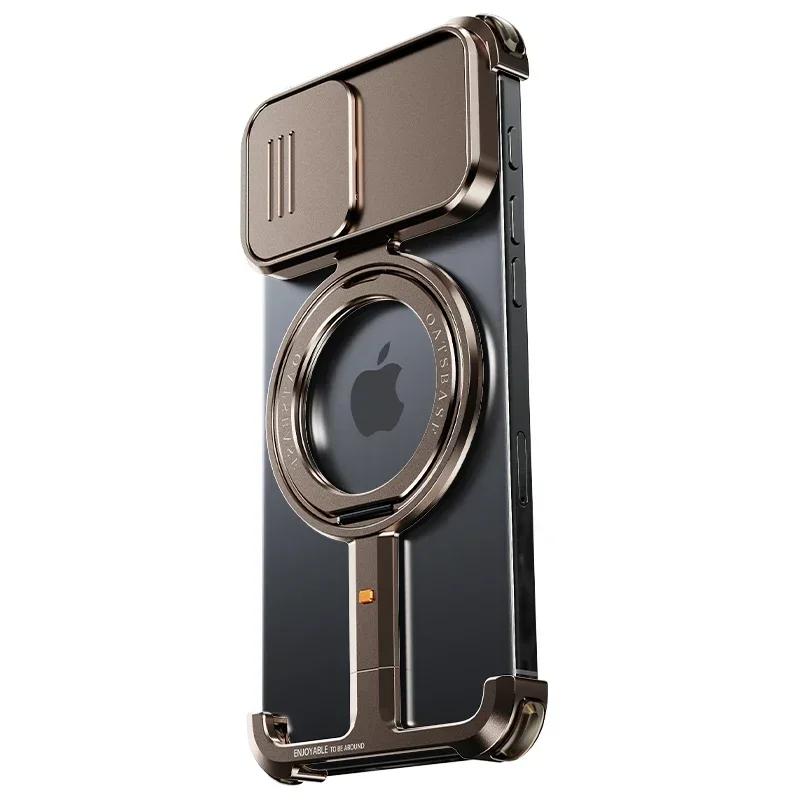 

Oatsbasf Magsafe Magnetic Phone Case for iPhone 16 15 Pro Max w/ Camera Cover Shockproof Phone Bumper Wireless Charging Case For iPhone 15 Pro