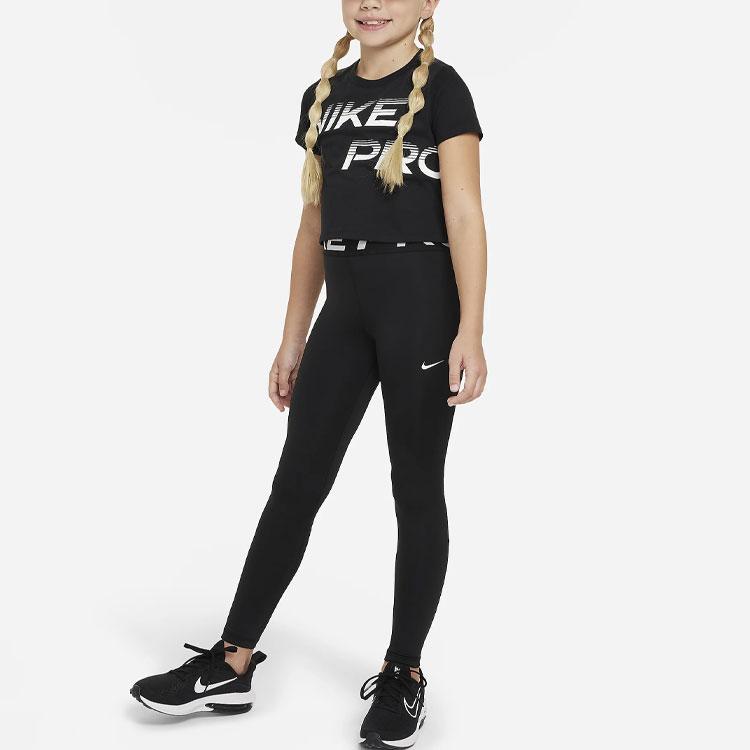 Nike Pro Letter Print High Waist Leggings Kids Leggings Black FN9021-010