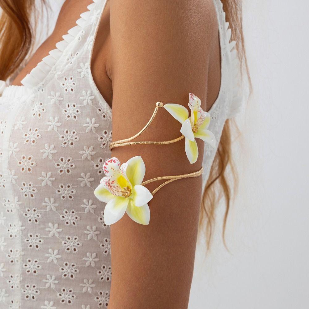 Exquisite Open Arm Bangle Egg Flower Armband Fairy Armlet  Hand Jewelry