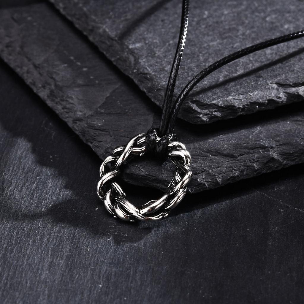 Vintage Thorns Pendant Necklace for Men,Trendy Braided Wreaths Necklace,Anniversary Jewelry Birthday Gifts