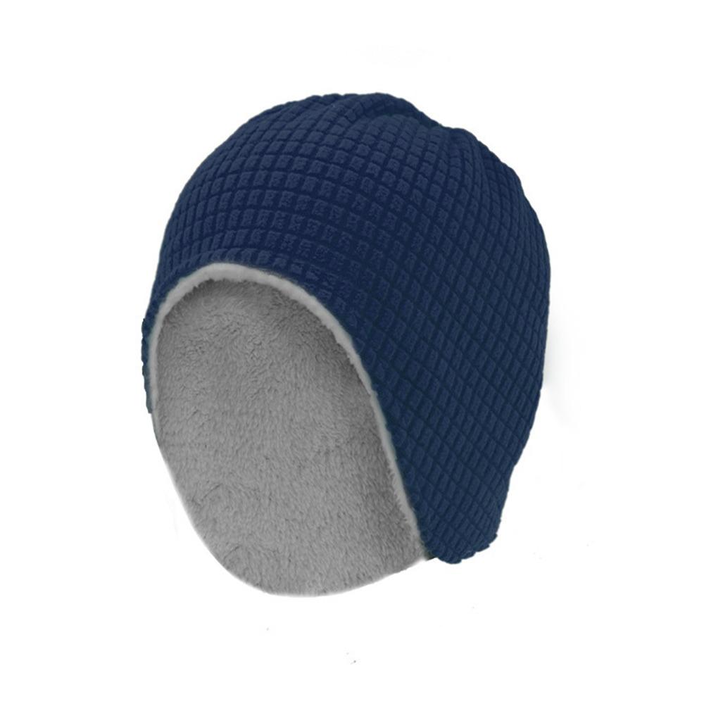 

Plaid Plush Beanie Hat Ear Protection Neck Cover New Pullover Cap Autumn and Winter темно-синього кольору
