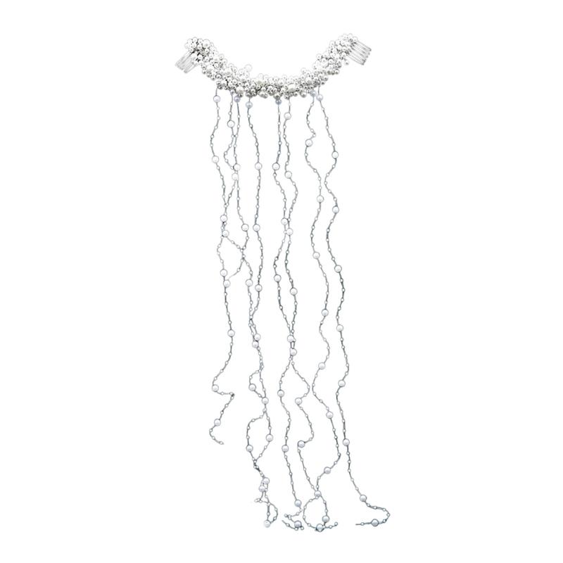 

Elegant Bride Pearl Hair Comb Tassels Beads Wedding Hair Accessories Women Jewelry Hair Vine Long Headband Hair Bands 1
