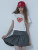 MORELIKEIT Heart Summer Crop Short Sleeve T-Shirt White