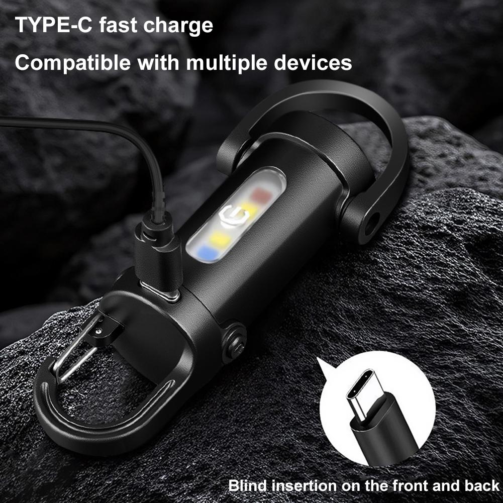 Rechargeable LED Keychain Light Mini Flashlight Waterproof Work Light for Outdoor Camping Fishing Emergency USB Charging