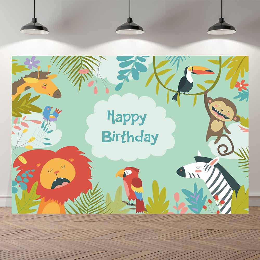 Safari Wild One Birthday Photography Backdrop Jungle Animals 1st Birthday Party Newborn Baby Room Wall Gifts Custom Background