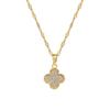 Full Diamond Double-Sided Four-Leaf Flower Micro-Inlaid Diamond Necklace Women'S Exquisite Wind Collarbone Chain With Jewelry