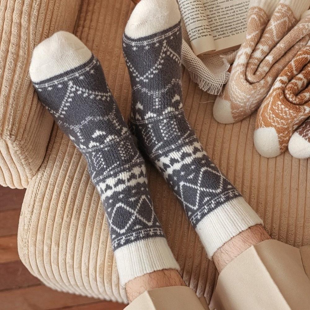 Ethnic Style Mid-tube Socks Warm Calf Socks New Winter Socks  Autumn Winter