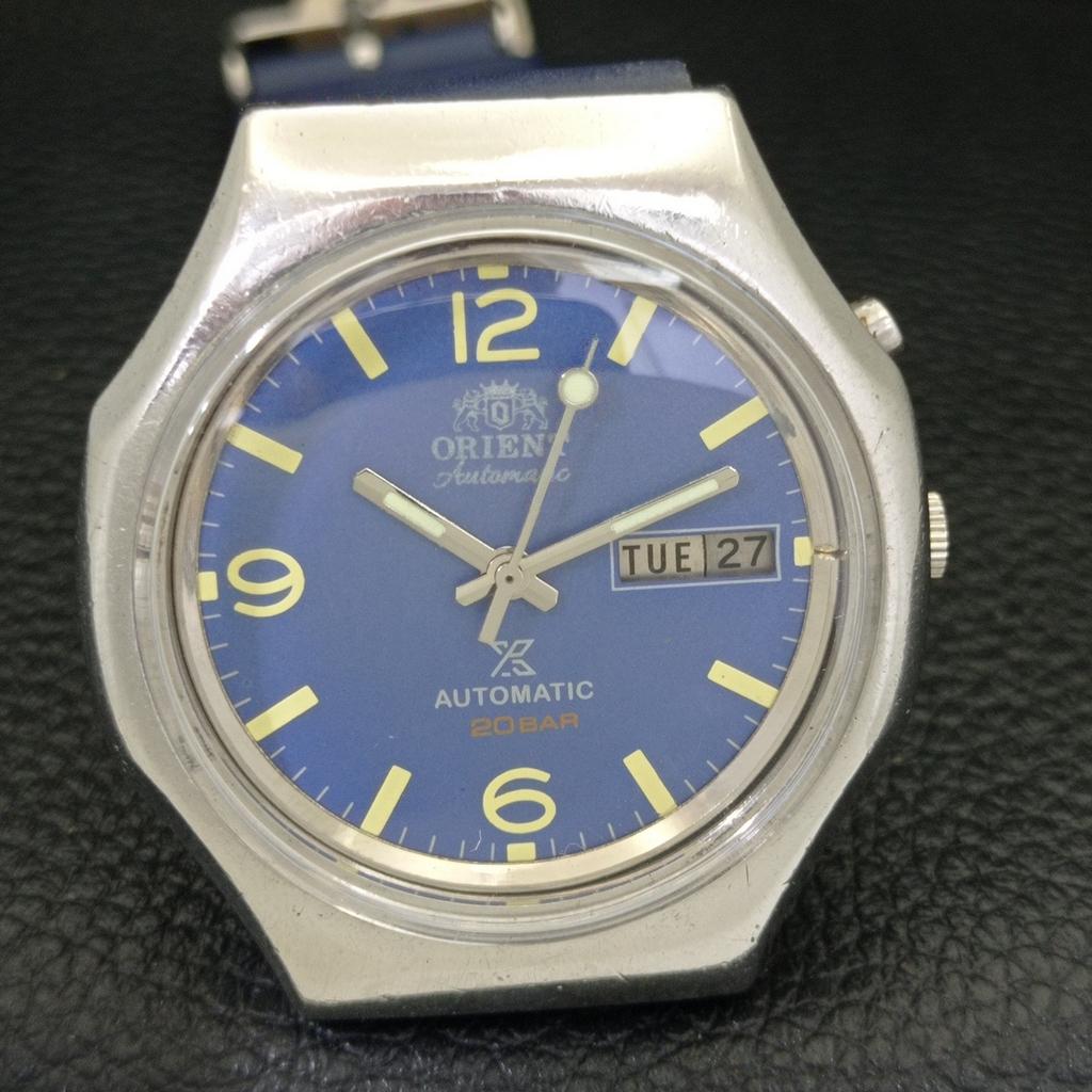 VINTAGE ORIENT AUTOMATIC 46941 JAPAN MENS BLUE COLOR DIAL WATCH A500738-5 R154-a500738