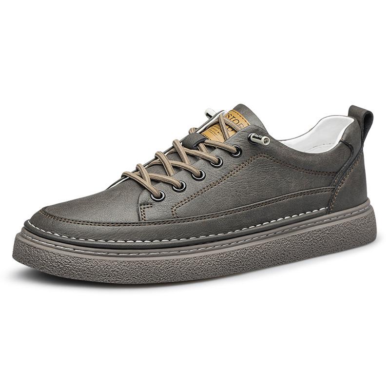 Men s Trendy Versatile Slip-On White Leather Shoes - Spring/Autumn Casual Cowhide Sneakers 41