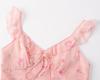 Pure desire sweet V-neck bow suspender dress women's summer new waist lace French pink floral skirt