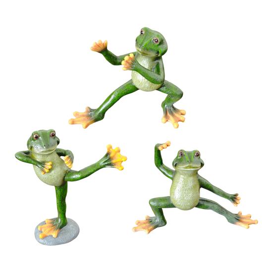 Yousheng Kung Fu Frogs Resin Sculpture, Outdoor Garden & Desktop Decor with Realistic Details, Weatherproof Handcrafted Ornament for Patio, Pond, Home