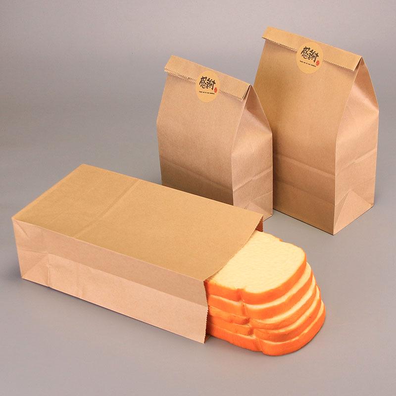 Kraft Paper Food Bag with Square Bottom - Oil-Proof and Printable for Takeaway or Bread