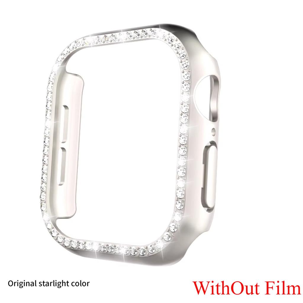 Glass+Diamond Cover For Apple Watch Case 46mm 42mm Bling Bumper Protector for iWatch Series 11 10 46 42mm Watch Case