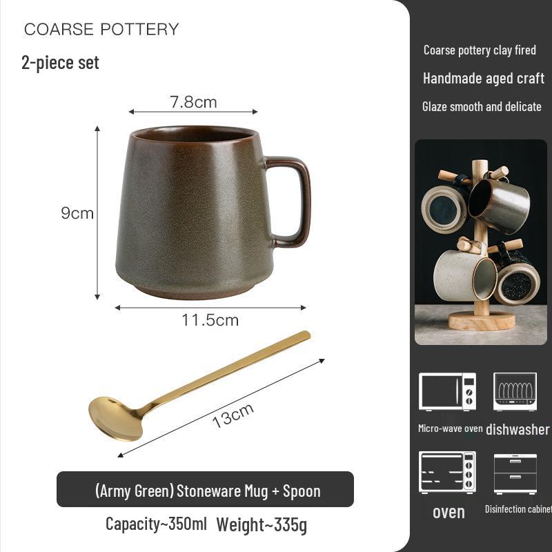 Japanese Retro Ceramic Mug Set – Creative Household & Office Coffee Cups with Gift Box
