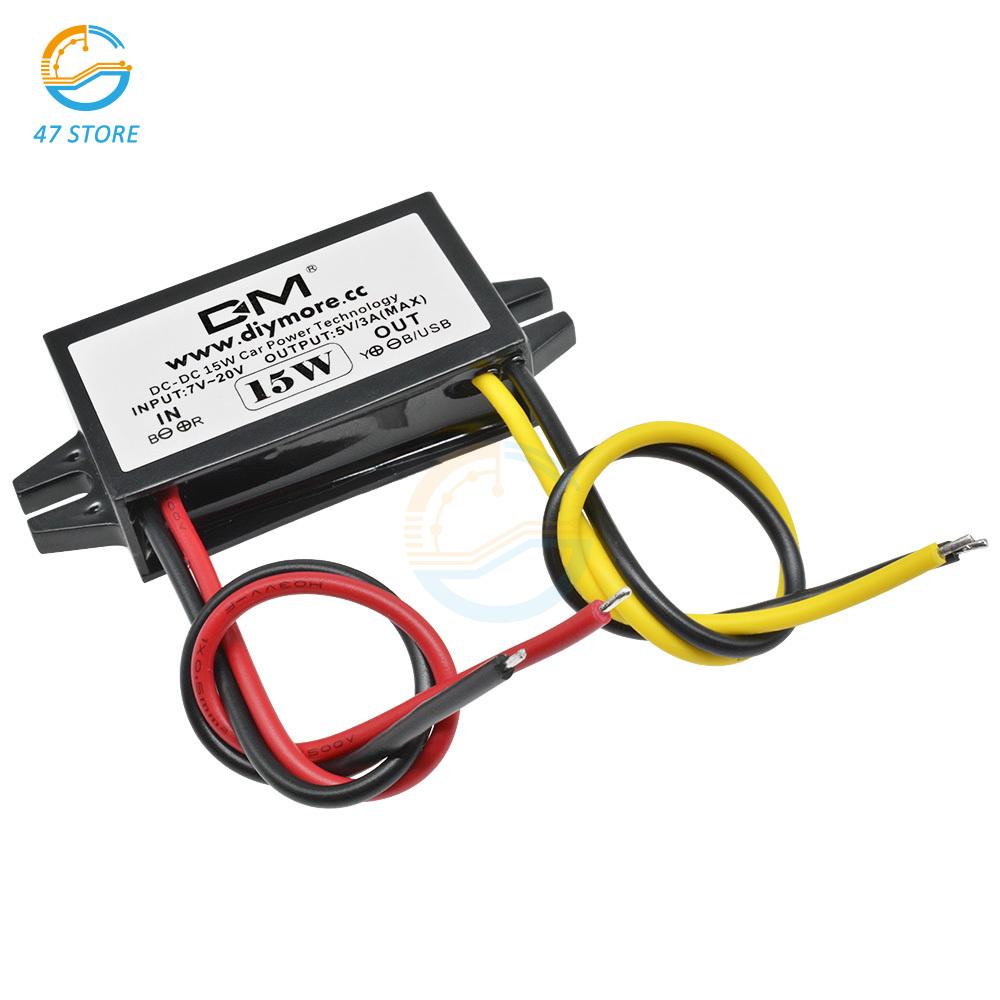 DC-DC Step Down Buck Converter Power Supply Module for Car 12V to 5V 3A 15W for Car Male Female USB Mini USB Micro USB Adapter