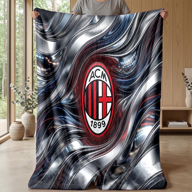 AC Milan Theme Blanket Soft Flannel Blanket Plush Throw Blanket Cozy Sofa Bed Blanket for Home Decor