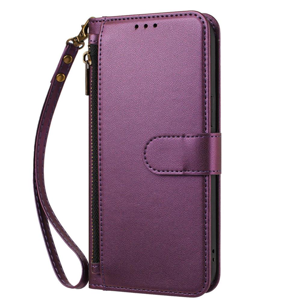 Solid Color Leather Zipper Wallet Case for Pixel 11 Pro XL with Card Slot, Google 10A Protective Cover.