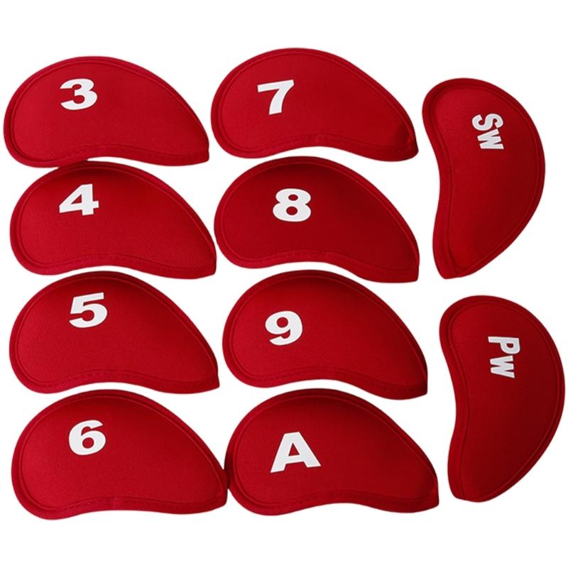 

10Pcs Golfs Headcover Protective Cover Protective Golfs Iron Head Cover Soft Golfs Club Head Cover Putter Protector красный