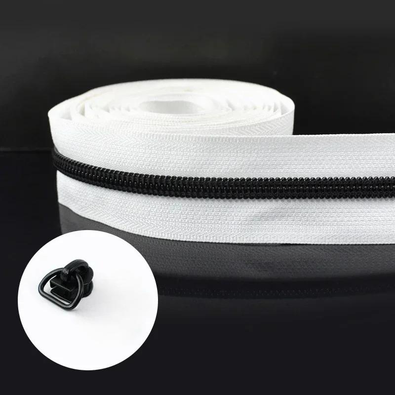 1-5M 5# Meetee Nylon Zippers with Zip Puller Sliders Bag Jacket Zips Tape By The Meter Plastic Coil Zipper Sewing Accessories